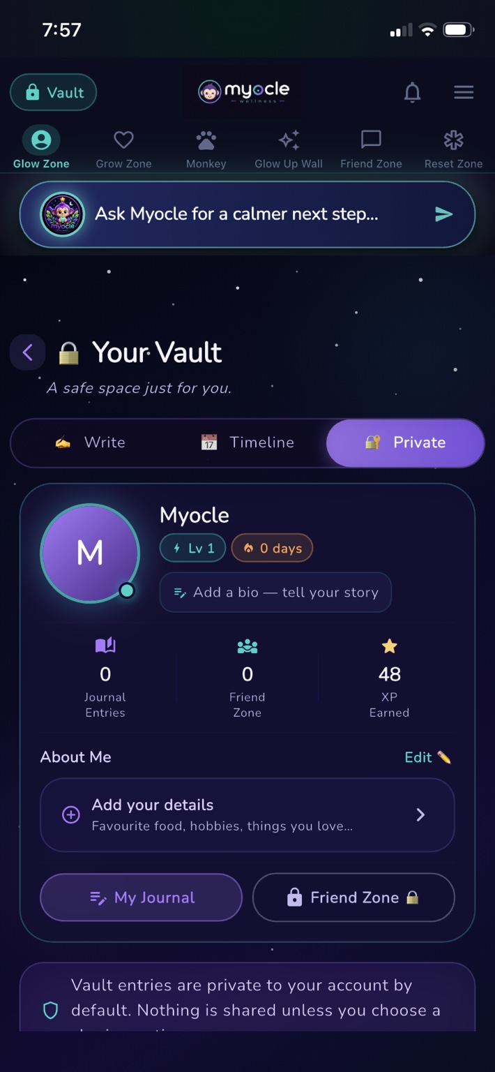 Vault app screen