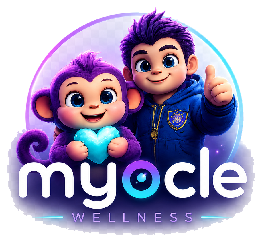 Myocle Wellness Monkey and Coach logo