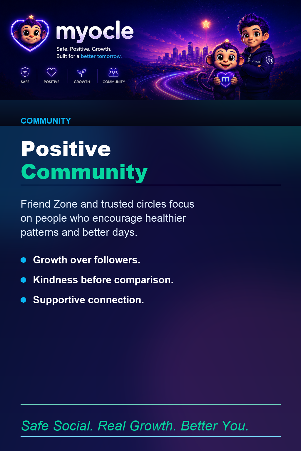 Myocle positive community seamless visual